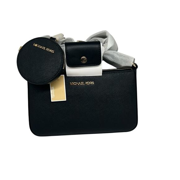 Michael kors Black Jet Set Saffiano Leather Crossbody Bag Case Apple Airpods Pro - Picture 4 of 8